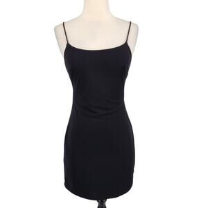 NBD Black Mini Dress Spaghetti Straps Cut Out Back Drape Detail XS
